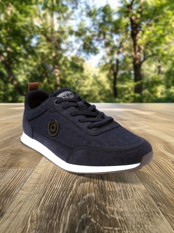 A blue Men's bugatti Sneakers featuring a round plain toe, zero heels heel. Made from synthetic with a durable tpr outsole, this laces design offers both style and comfort.