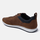 A cognac Men's bugatti Sneakers featuring a round plain toe, zero heels heel. Made from synthetic with a durable tpr outsole, this zipper design offers both style and comfort.