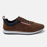 A cognac Men's bugatti Sneakers featuring a round plain toe, zero heels heel. Made from synthetic with a durable tpr outsole, this zipper design offers both style and comfort.