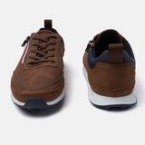 A cognac Men's bugatti Sneakers featuring a round plain toe, zero heels heel. Made from synthetic with a durable tpr outsole, this zipper design offers both style and comfort.