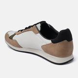 A beige Men's bugatti Sneakers featuring a round plain toe, zero heels heel. Made from textile with a durable tpr outsole, this laces design offers both style and comfort.