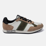 A beige Men's bugatti Sneakers featuring a round plain toe, zero heels heel. Made from textile with a durable tpr outsole, this laces design offers both style and comfort.