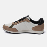 A beige Men's bugatti Sneakers featuring a round plain toe, zero heels heel. Made from textile with a durable tpr outsole, this laces design offers both style and comfort.