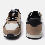 A beige Men's bugatti Sneakers featuring a round plain toe, zero heels heel. Made from textile with a durable tpr outsole, this laces design offers both style and comfort.