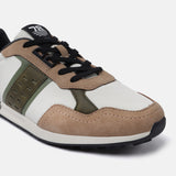 A beige Men's bugatti Sneakers featuring a round plain toe, zero heels heel. Made from textile with a durable tpr outsole, this laces design offers both style and comfort.