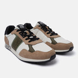 A beige Men's bugatti Sneakers featuring a round plain toe, zero heels heel. Made from textile with a durable tpr outsole, this laces design offers both style and comfort.
