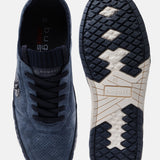 A blue Men's bugatti Sneakers featuring a round plain toe, zero heels heel. Made from synthetic with a durable tpr outsole, this laces design offers both style and comfort.