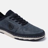 A blue Men's bugatti Sneakers featuring a round plain toe, zero heels heel. Made from synthetic with a durable tpr outsole, this laces design offers both style and comfort.