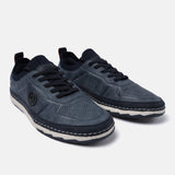 A blue Men's bugatti Sneakers featuring a round plain toe, zero heels heel. Made from synthetic with a durable tpr outsole, this laces design offers both style and comfort.