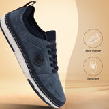 A blue Men's bugatti Sneakers featuring a round plain toe, zero heels heel. Made from synthetic with a durable tpr outsole, this laces design offers both style and comfort.