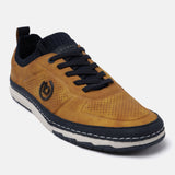A yellow Men's bugatti Sneakers featuring a round plain toe, zero heels heel. Made from synthetic with a durable tpr outsole, this laces design offers both style and comfort.