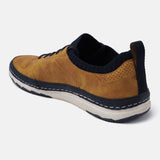 A yellow Men's bugatti Sneakers featuring a round plain toe, zero heels heel. Made from synthetic with a durable tpr outsole, this laces design offers both style and comfort.