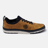 A yellow Men's bugatti Sneakers featuring a round plain toe, zero heels heel. Made from synthetic with a durable tpr outsole, this laces design offers both style and comfort.