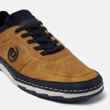 A yellow Men's bugatti Sneakers featuring a round plain toe, zero heels heel. Made from synthetic with a durable tpr outsole, this laces design offers both style and comfort.