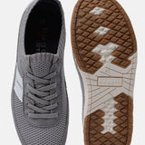 A grey Men's bugatti Sneakers featuring a round plain toe, zero heels heel. Made from textile with a durable tpr outsole, this laces design offers both style and comfort.