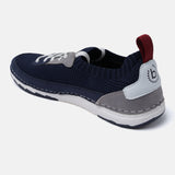 A blue Men's bugatti Sneakers featuring a round plain toe, zero heels heel. Made from textile with a durable tpr outsole, this laces design offers both style and comfort.