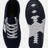 A blue Men's bugatti Sneakers featuring a round plain toe, zero heels heel. Made from textile with a durable tpr outsole, this laces design offers both style and comfort.
