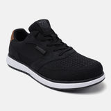 A black Men's bugatti Sneakers featuring a round plain toe, zero heels heel. Made from textile with a durable eva outsole, this laces design offers both style and comfort.