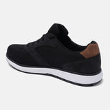 A black Men's bugatti Sneakers featuring a round plain toe, zero heels heel. Made from textile with a durable eva outsole, this laces design offers both style and comfort.