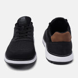 A black Men's bugatti Sneakers featuring a round plain toe, zero heels heel. Made from textile with a durable eva outsole, this laces design offers both style and comfort.