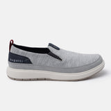 A grey Men's bugatti Casual Loafers featuring a round plain toe, zero heels heel. Made from synthetic with a durable eva outsole, this slip-on design offers both style and comfort.