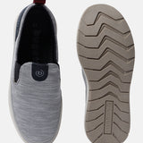 A grey Men's bugatti Casual Loafers featuring a round plain toe, zero heels heel. Made from synthetic with a durable eva outsole, this slip-on design offers both style and comfort.