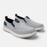 A grey Men's bugatti Casual Loafers featuring a round plain toe, zero heels heel. Made from synthetic with a durable eva outsole, this slip-on design offers both style and comfort.