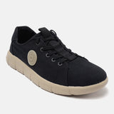 A black Men's bugatti Sneakers featuring a round plain toe, zero heels heel. Made from textile with a durable eva outsole, this laces design offers both style and comfort.