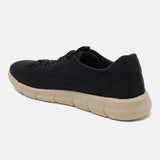 A black Men's bugatti Sneakers featuring a round plain toe, zero heels heel. Made from textile with a durable eva outsole, this laces design offers both style and comfort.