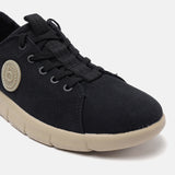 A black Men's bugatti Sneakers featuring a round plain toe, zero heels heel. Made from textile with a durable eva outsole, this laces design offers both style and comfort.