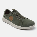 A green Men's bugatti Sneakers featuring a round plain toe, zero heels heel. Made from textile with a durable eva outsole, this laces design offers both style and comfort.