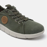 A green Men's bugatti Sneakers featuring a round plain toe, zero heels heel. Made from textile with a durable eva outsole, this laces design offers both style and comfort.