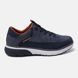 A blue Men's bugatti Sneakers featuring a round plain toe, zero heels heel. Made from textile with a durable eva outsole, this laces design offers both style and comfort.