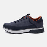 A blue Men's bugatti Sneakers featuring a round plain toe, zero heels heel. Made from textile with a durable eva outsole, this laces design offers both style and comfort.