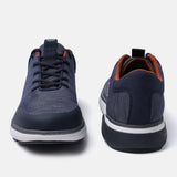 A blue Men's bugatti Sneakers featuring a round plain toe, zero heels heel. Made from textile with a durable eva outsole, this laces design offers both style and comfort.