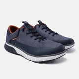 A blue Men's bugatti Sneakers featuring a round plain toe, zero heels heel. Made from textile with a durable eva outsole, this laces design offers both style and comfort.