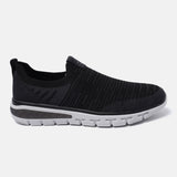 A black Men's bugatti Slip-On Sneakers featuring a round plain toe, zero heels heel. Made from textile with a durable eva outsole, this slip-on design offers both style and comfort.
