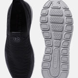 A black Men's bugatti Slip-On Sneakers featuring a round plain toe, zero heels heel. Made from textile with a durable eva outsole, this slip-on design offers both style and comfort.