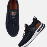 A blue Men's bugatti Athileisure Sneakers featuring a round toe plain toe, zero heels heel. Made from textile with a durable eva outsole, this easy lace design offers both style and comfort.