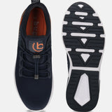 A blue Men's bugatti Athileisure Sneakers featuring a round toe plain toe, zero heels heel. Made from textile with a durable eva outsole, this easy lace design offers both style and comfort.