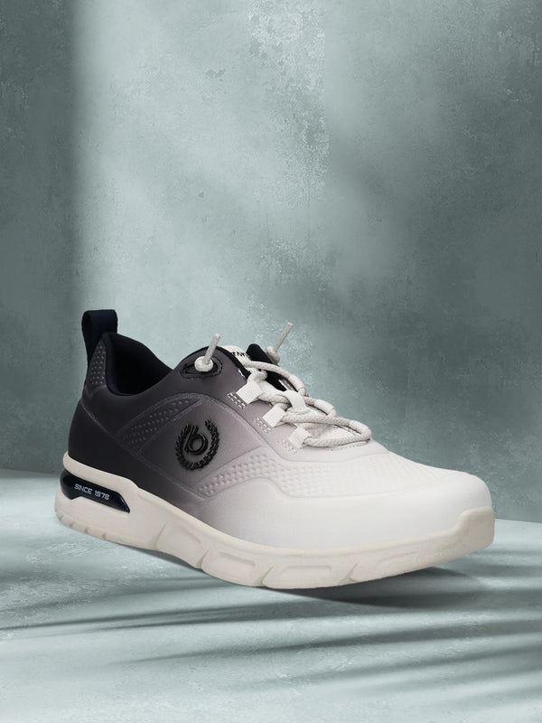 A white Men's bugatti Athileisure Sneakers featuring a round toe plain toe, zero heels heel. Made from synthetic with a durable eva outsole, this laces design offers both style and comfort.