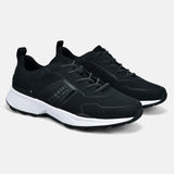 A black Men's bugatti Sneakers featuring a round plain toe, zero heels heel. Made from synthetic with a durable eva outsole, this laces design offers both style and comfort.