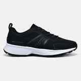 A black Men's bugatti Sneakers featuring a round plain toe, zero heels heel. Made from synthetic with a durable eva outsole, this laces design offers both style and comfort.