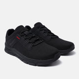 A black Men's bugatti Sneakers featuring a round plain toe, zero heels heel. Made from textile with a durable eva outsole, this laces design offers both style and comfort.