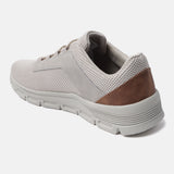A beige Men's bugatti Sneakers featuring a round plain toe, zero heels heel. Made from textile with a durable eva outsole, this laces design offers both style and comfort.