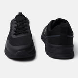A black Men's bugatti Sneakers featuring a round plain toe, zero heels heel. Made from textile with a durable eva outsole, this laces design offers both style and comfort.
