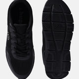 A black Men's bugatti Sneakers featuring a round plain toe, zero heels heel. Made from textile with a durable eva outsole, this laces design offers both style and comfort.