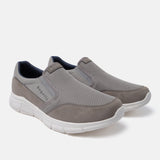 A grey Men's bugatti Slip-On Sneakers featuring a round plain toe, zero heels heel. Made from textile with a durable eva outsole, this slip-on design offers both style and comfort.