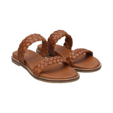 Sara Cognac Leather Flat Sandals