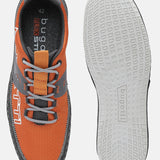 A grey Men's bugatti Sneakers featuring a round plain toe, zero heels heel. Made from textile with a durable tpr outsole, this laces design offers both style and comfort.